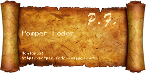 Pomper Fodor névjegykártya